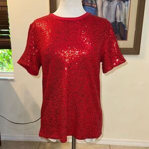 NWOT DKNY Red Sequin Women's Top Size Medium